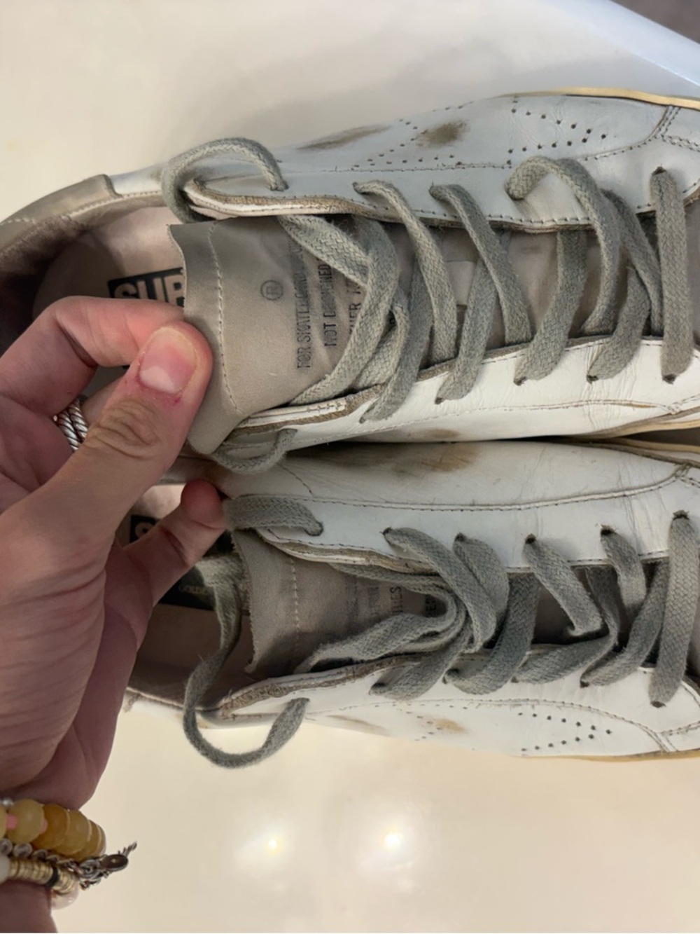 Golden Goose White and Gray Low-Top Sneakers - Picture 6 of 7
